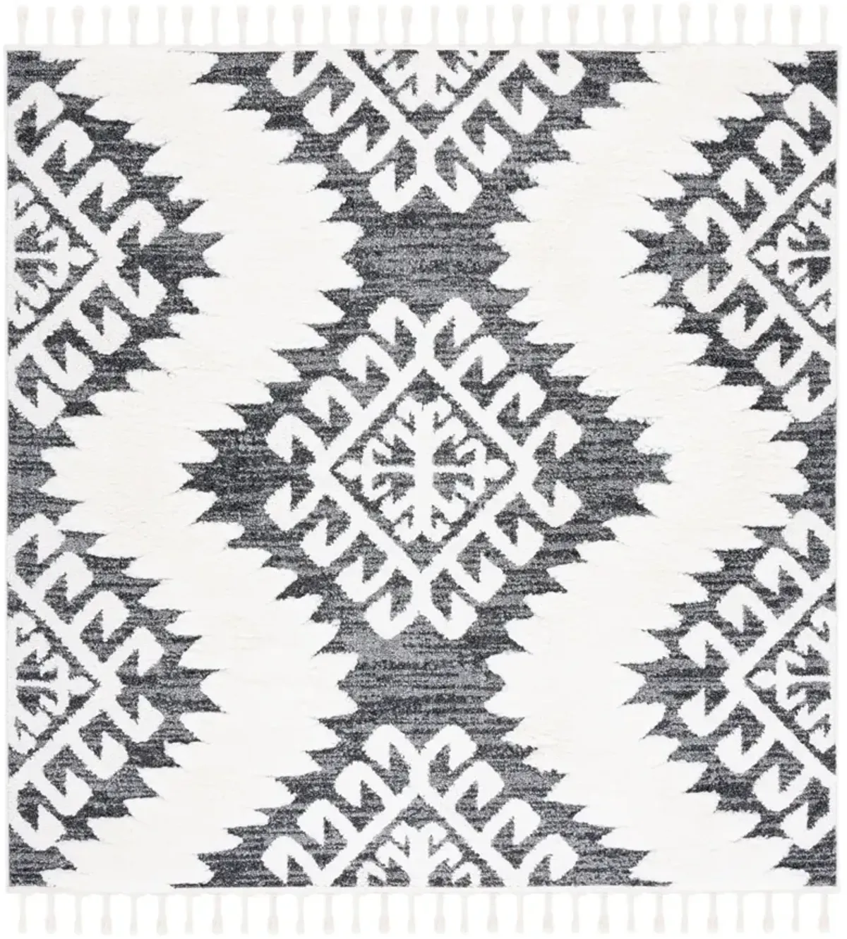 MOROCCAN TASSEL SHAG 652 DARK GREY  3' x 3' Square Square Rug