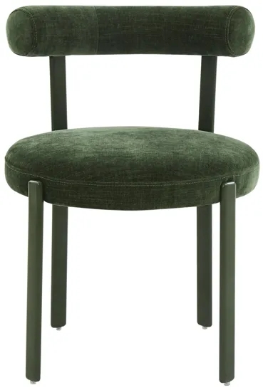 Margaret Forest Green Textured Velvet Bolster Back Dining Chair