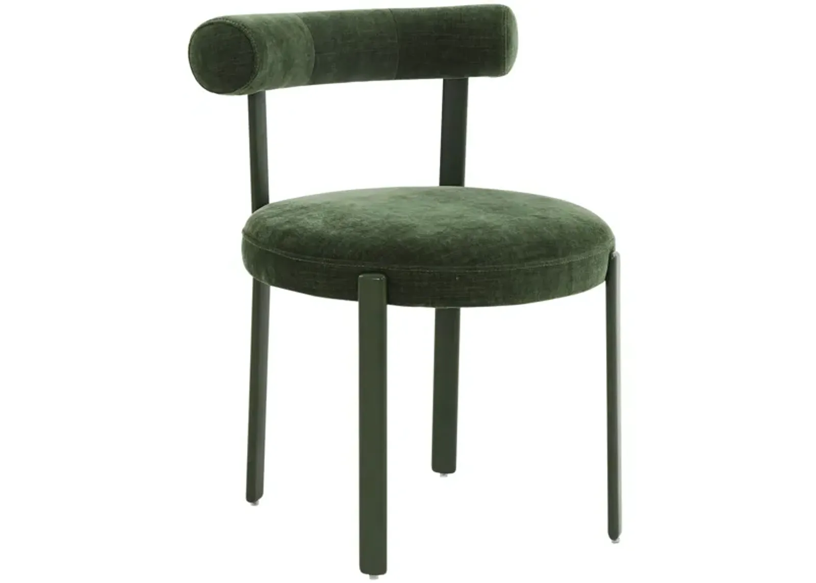 Margaret Forest Green Textured Velvet Bolster Back Dining Chair