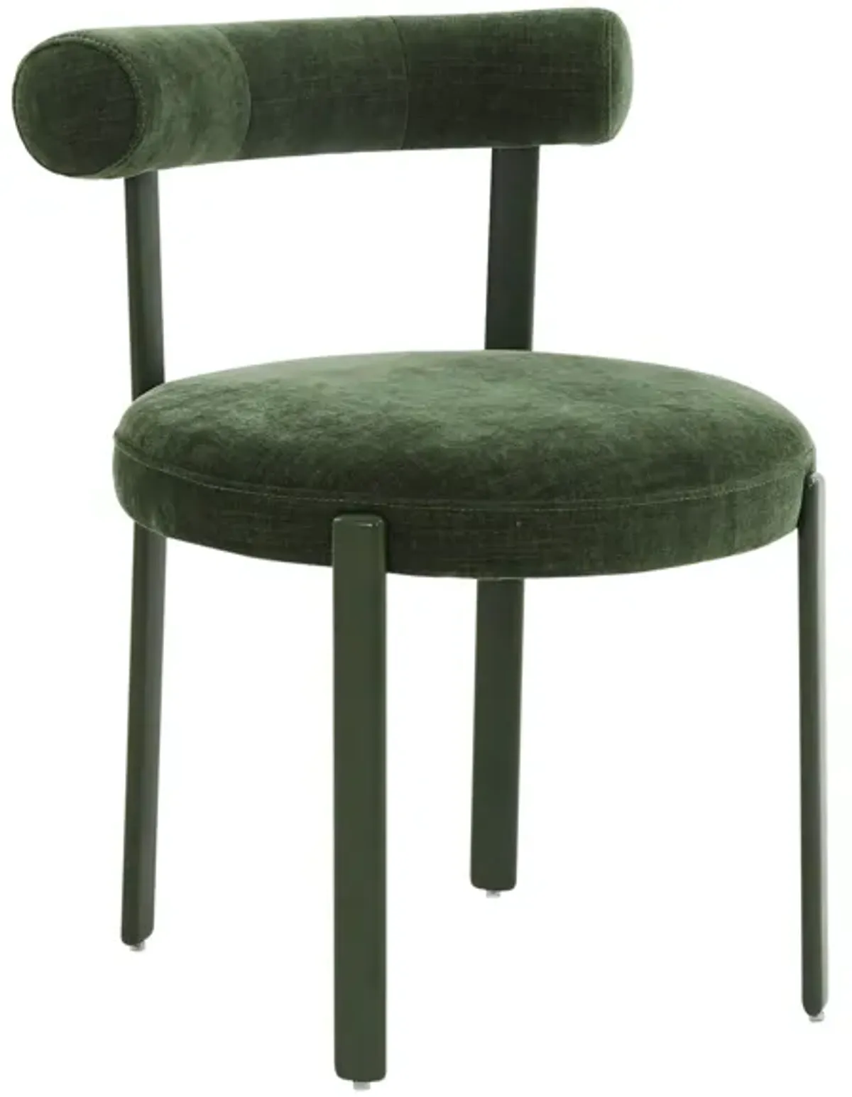 Margaret Forest Green Textured Velvet Bolster Back Dining Chair