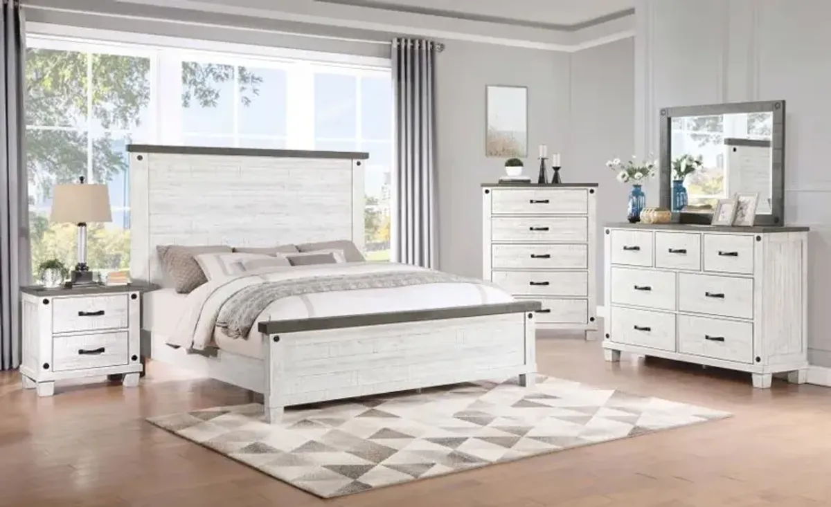 Lilith 5-piece Queen Bedroom Set Distressed Grey and White