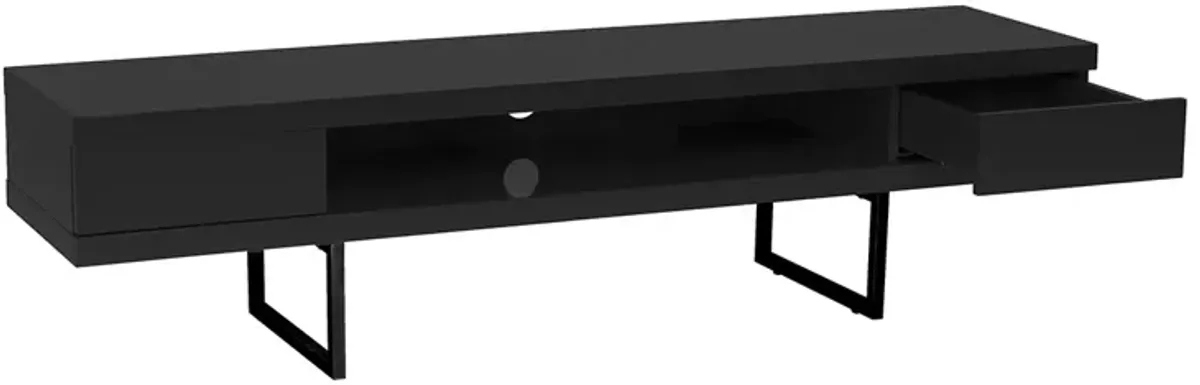 Miranda TV Stand in High Gloss Black with Black Base