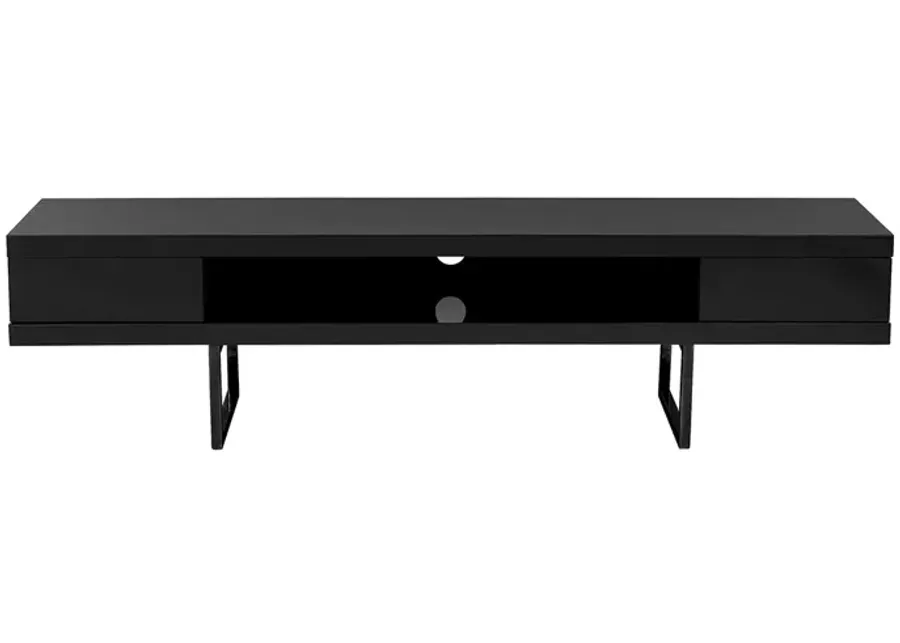 Miranda TV Stand in High Gloss Black with Black Base