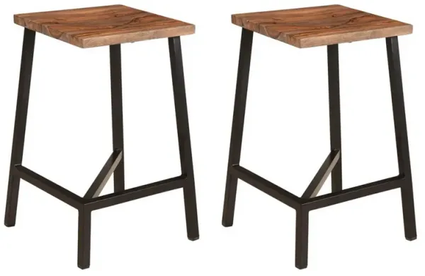 Set of 2 Hill Crest 24" Solid Wood and Iron Counter Height Barstools