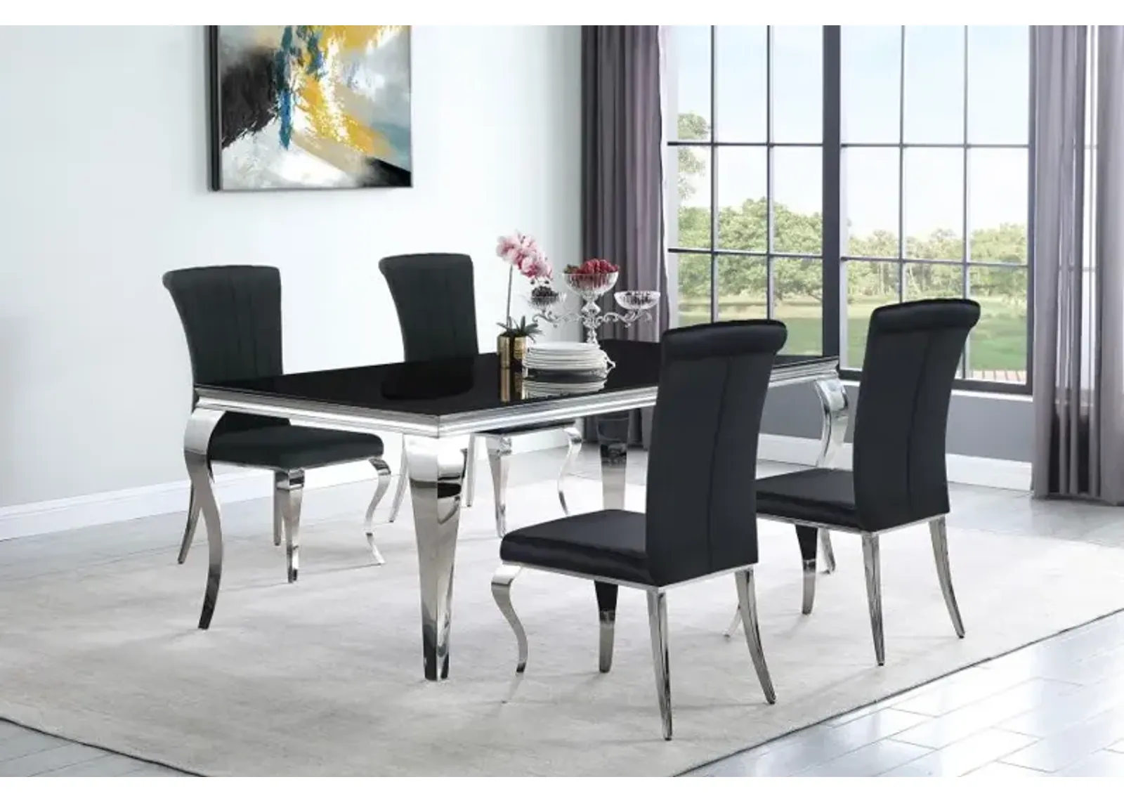 Carone 5-piece 81" Rectangular Dining Set Black and Chrome