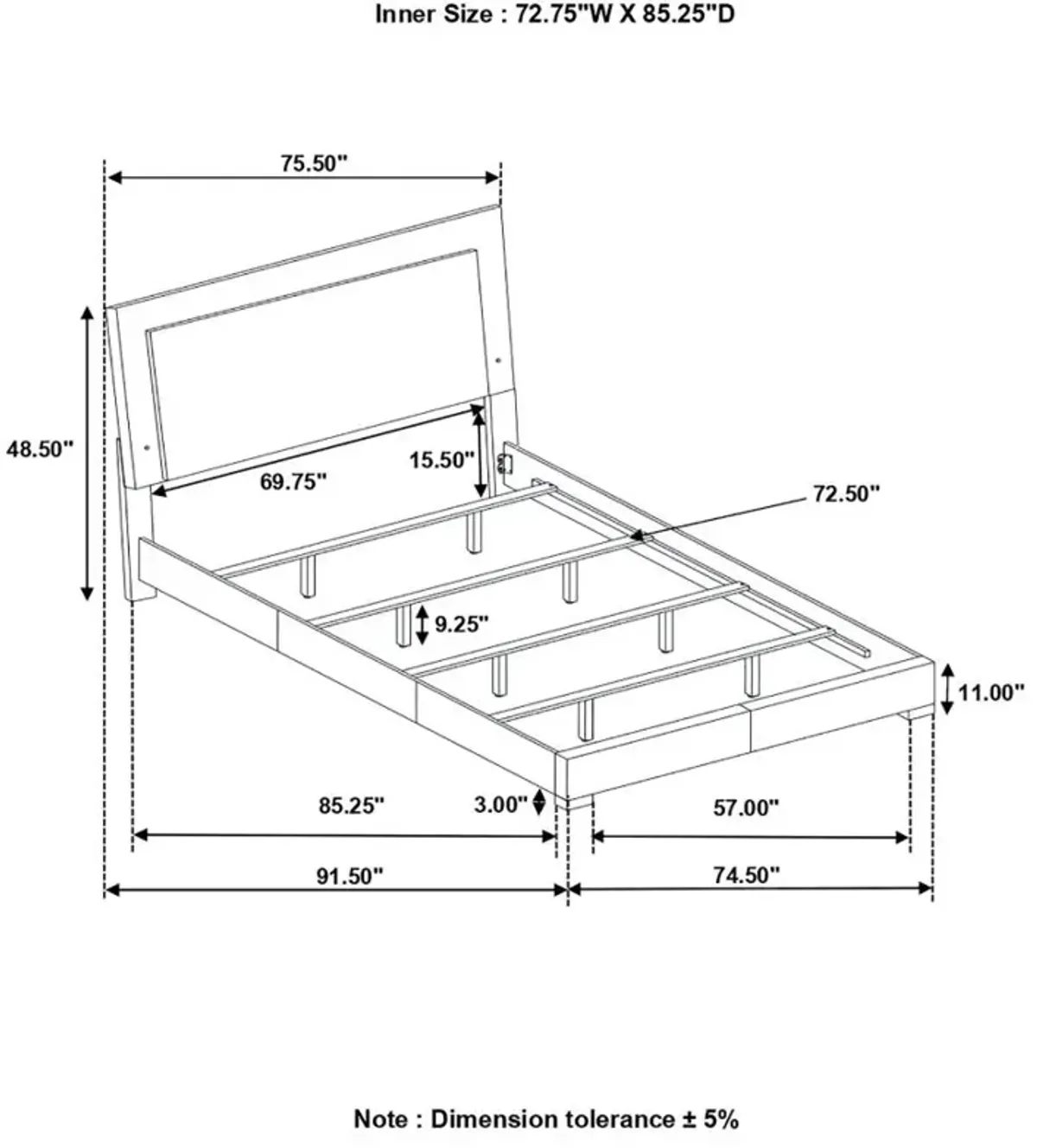 Felicity California King Panel Bed with LED Lighting Glossy White