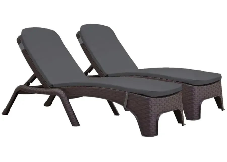 Roma Set of 2 Chaise Lounger w/cushion-Brown