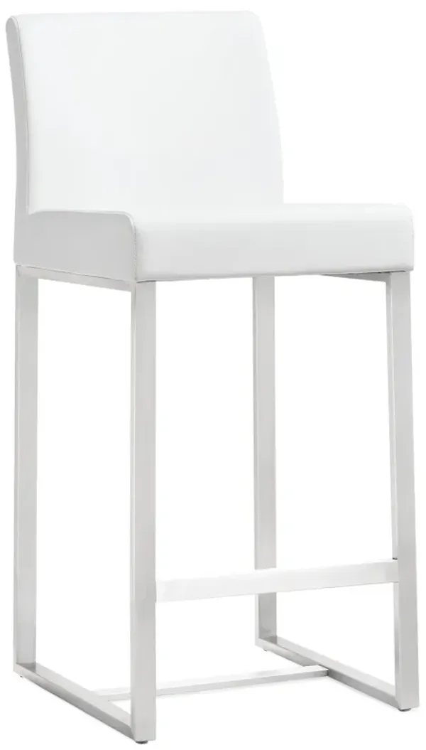 denmark white stainless steel counter stool (set of 2)