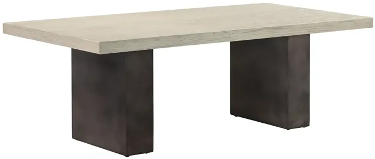 Abbey Concrete and Gray Oak Wood Coffee Table