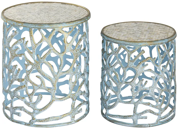 Mabley Accent Table - Set of 2 Blue Brushed