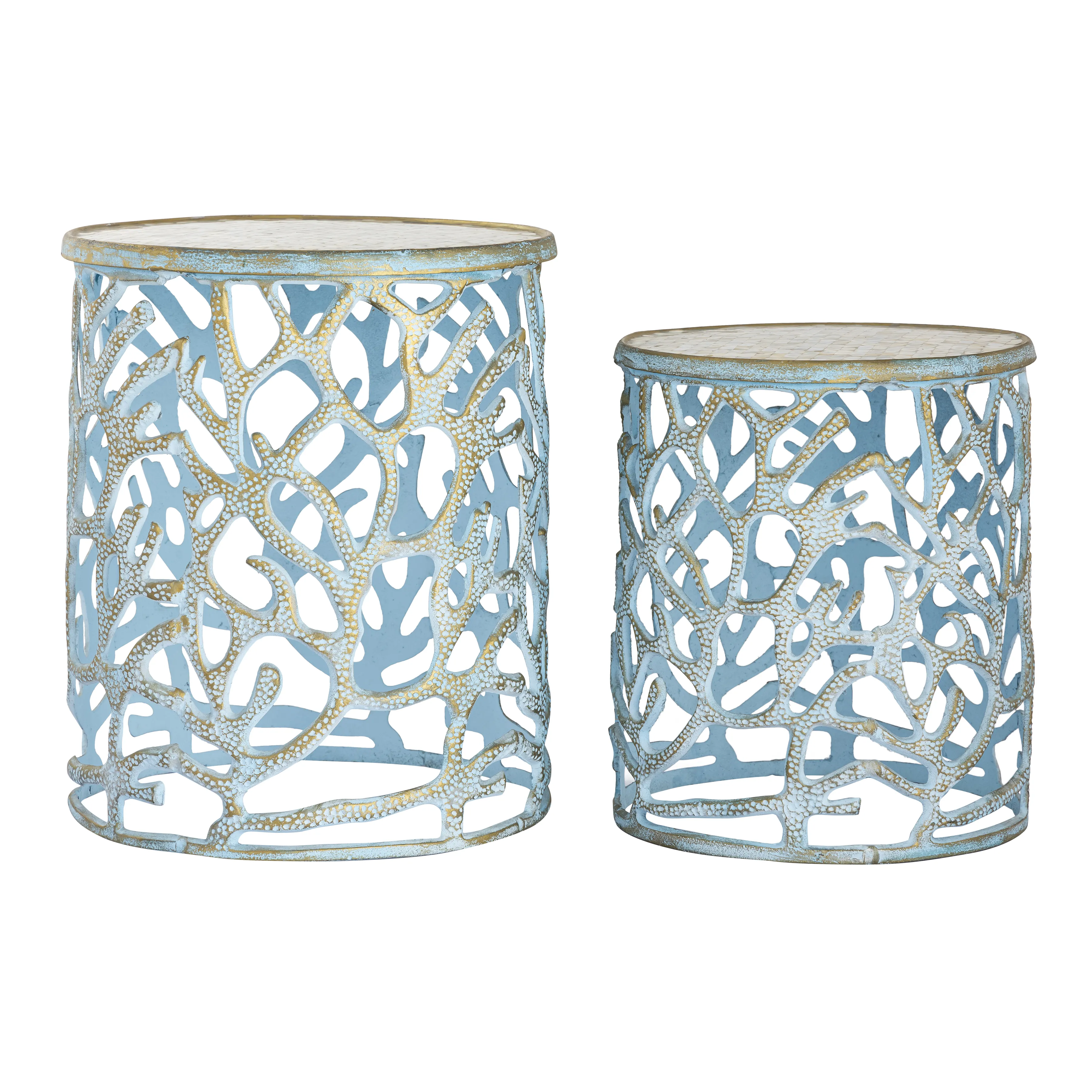 Mabley Accent Table - Set of 2 Blue Brushed