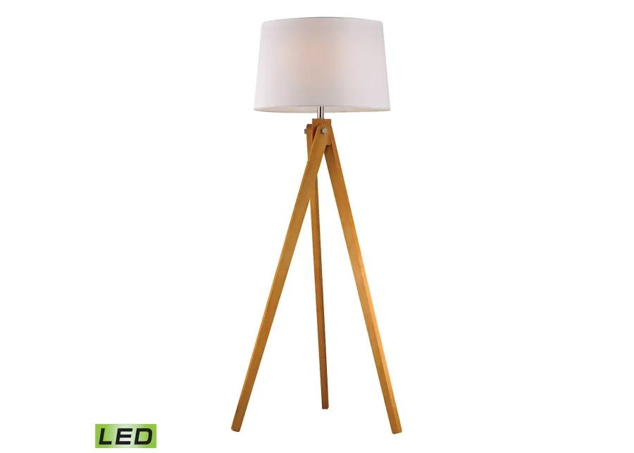 Wooden Tripod 63" High 1-Light LED Floor Lamp - Natural