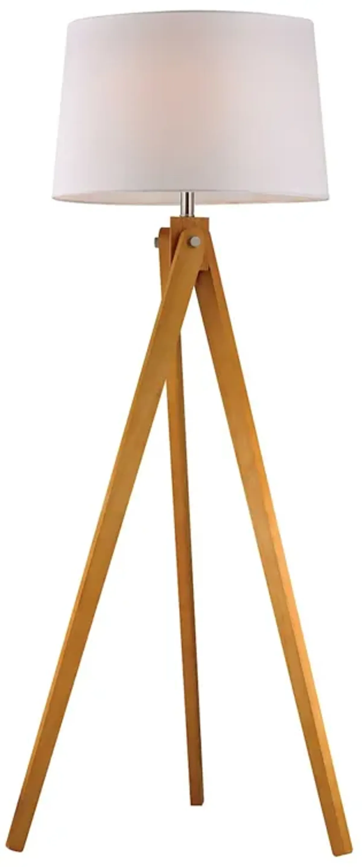 Wooden Tripod 63" High 1-Light LED Floor Lamp - Natural