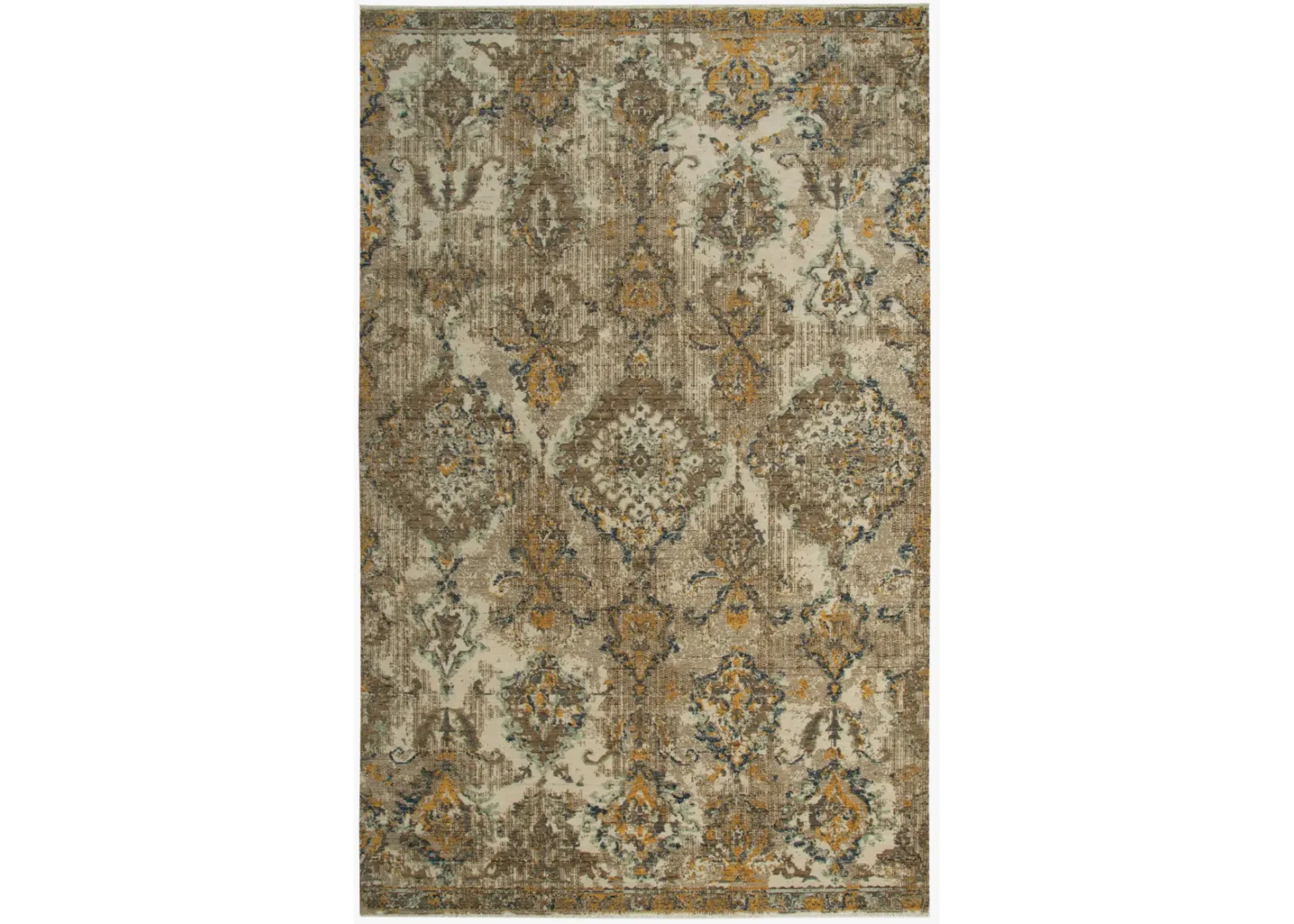 Platinum Beige/Brown Distressed Classical Proprietary Wool 5' x 8' Rectangle Rug