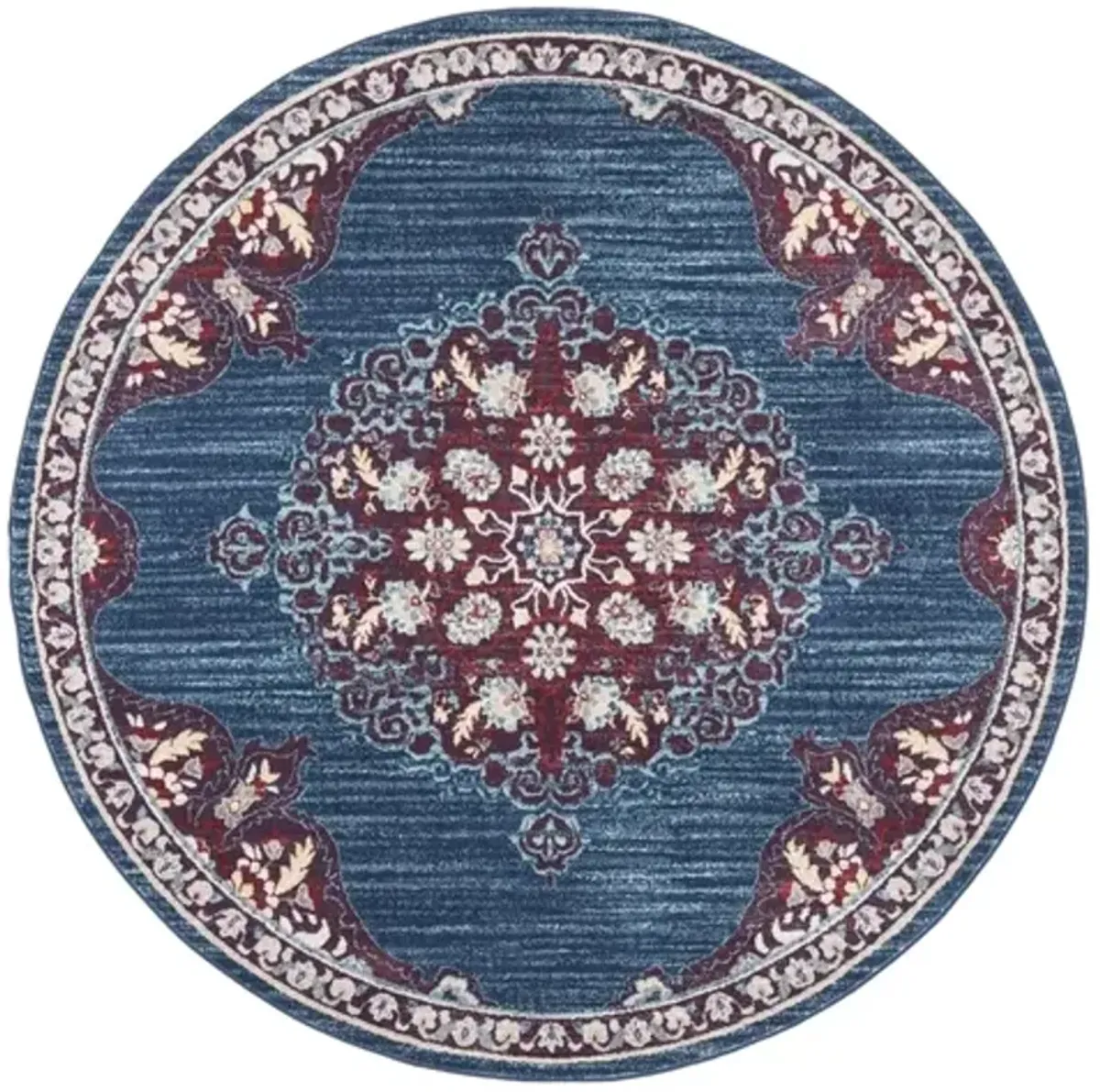 Brentwood 867 Navy / Burgundy 3' X 3' Round Round Powerloomed Rug