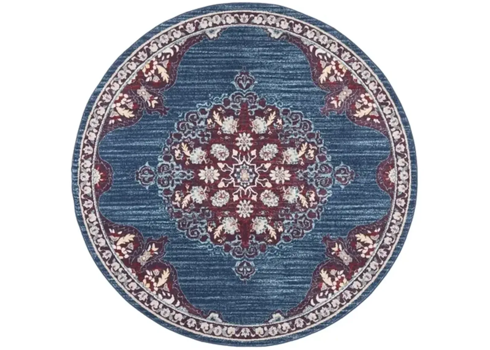 Brentwood 867 Navy / Burgundy 3' X 3' Round Round Powerloomed Rug