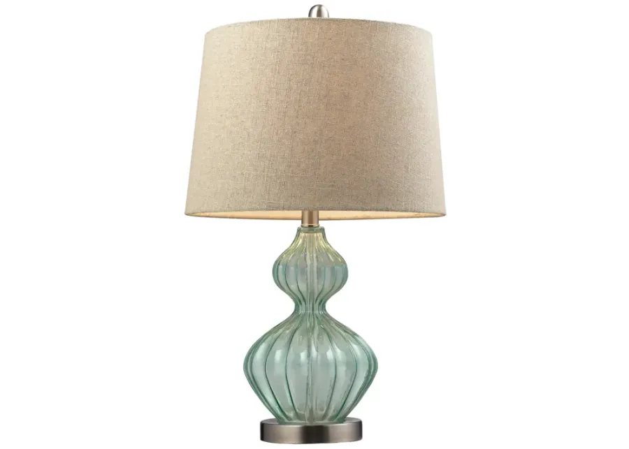 Smoked Glass 25" High 1-Light Table Lamp - Brushed Steel