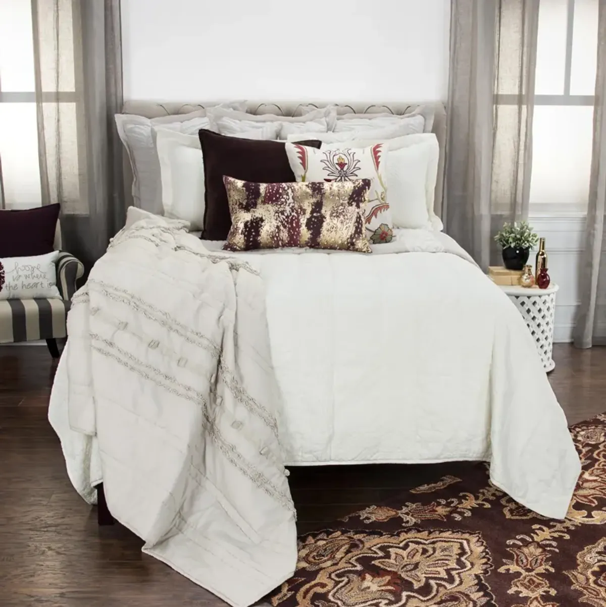 Camilla Matelasse Solid Texture Ivory Standard Sham