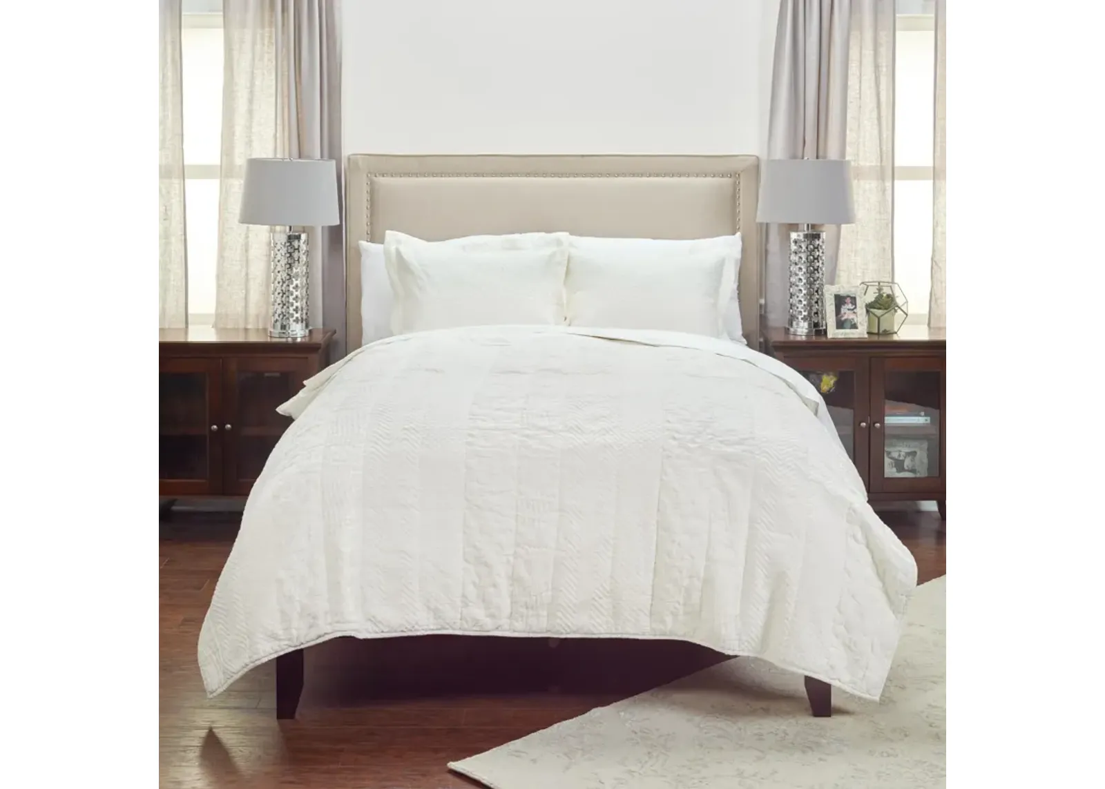 Camilla Matelasse Solid Texture Ivory Standard Sham