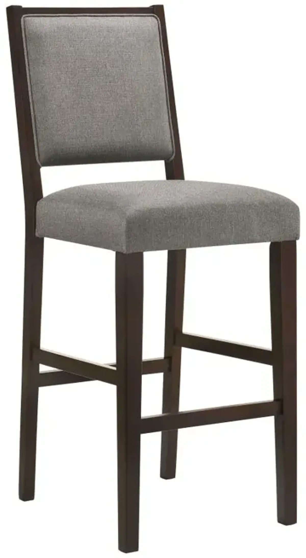 Bedford Upholstered Open Back Bar Stools with Footrest (Set of 2) Grey and Espresso