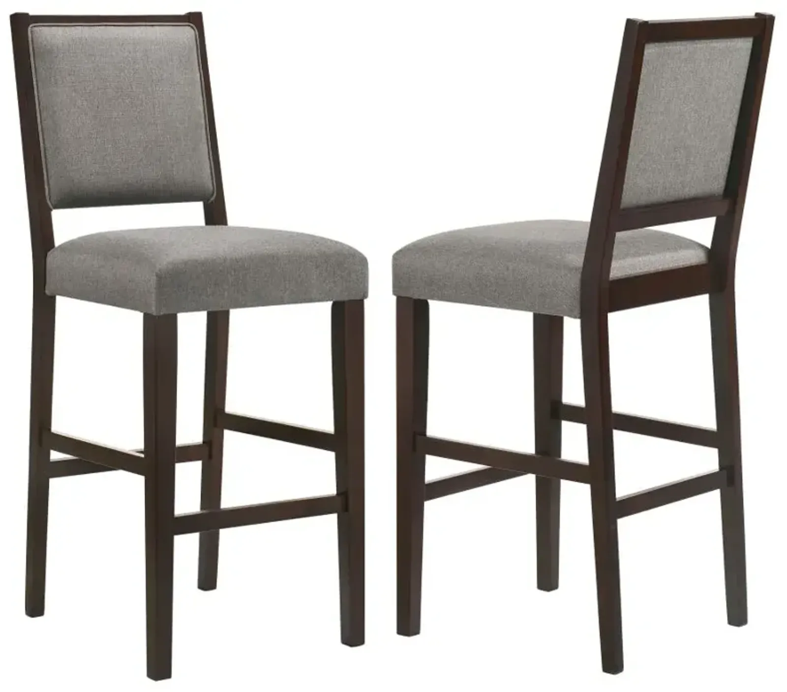 Bedford Upholstered Open Back Bar Stools with Footrest (Set of 2) Grey and Espresso