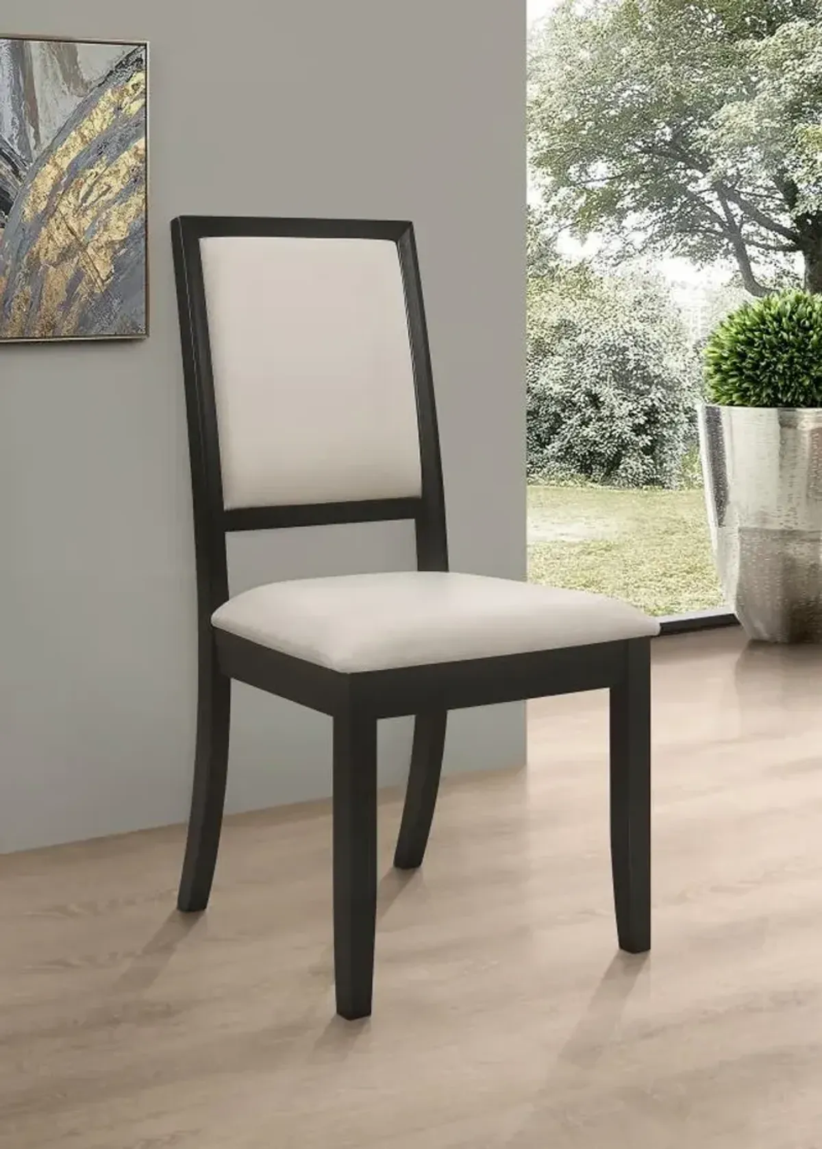 Gouveia Upholstered Dining Side Chairs Black And Cream (Set of 2)