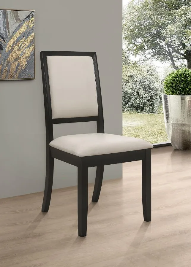 Gouveia Upholstered Dining Side Chairs Black And Cream (Set of 2)