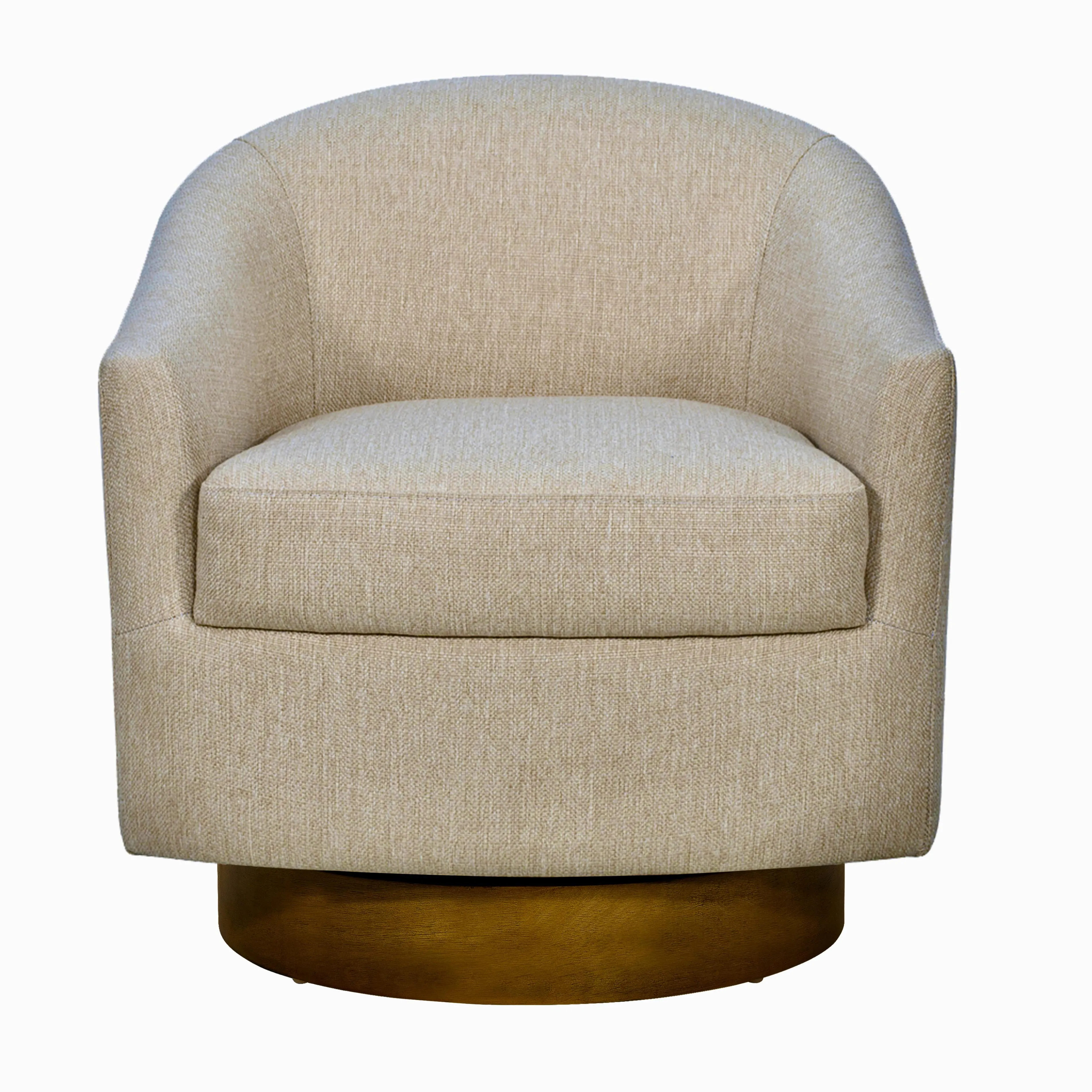 Upholstered Swivel Chair with Wood Base