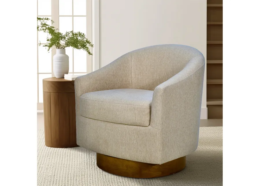 Upholstered Swivel Chair with Wood Base