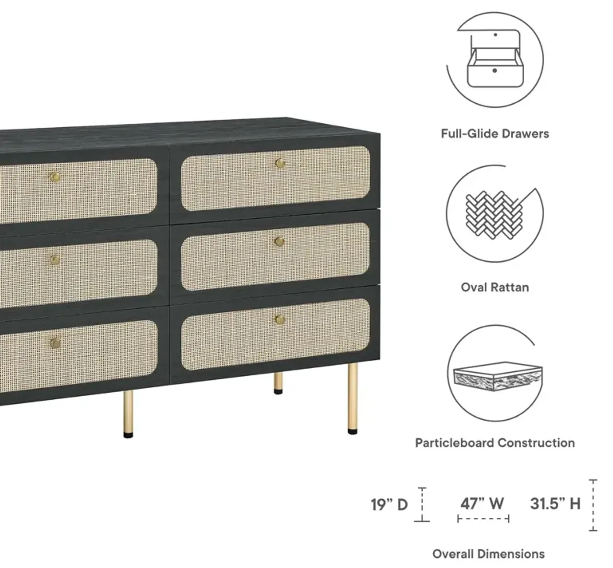 Chaucer 6-Drawer Compact Dresser