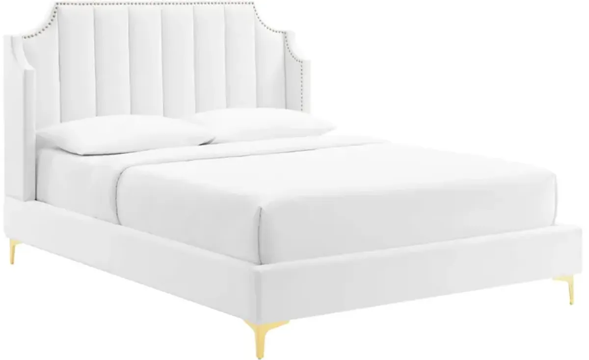 Daniella Performance Velvet Queen Platform Bed