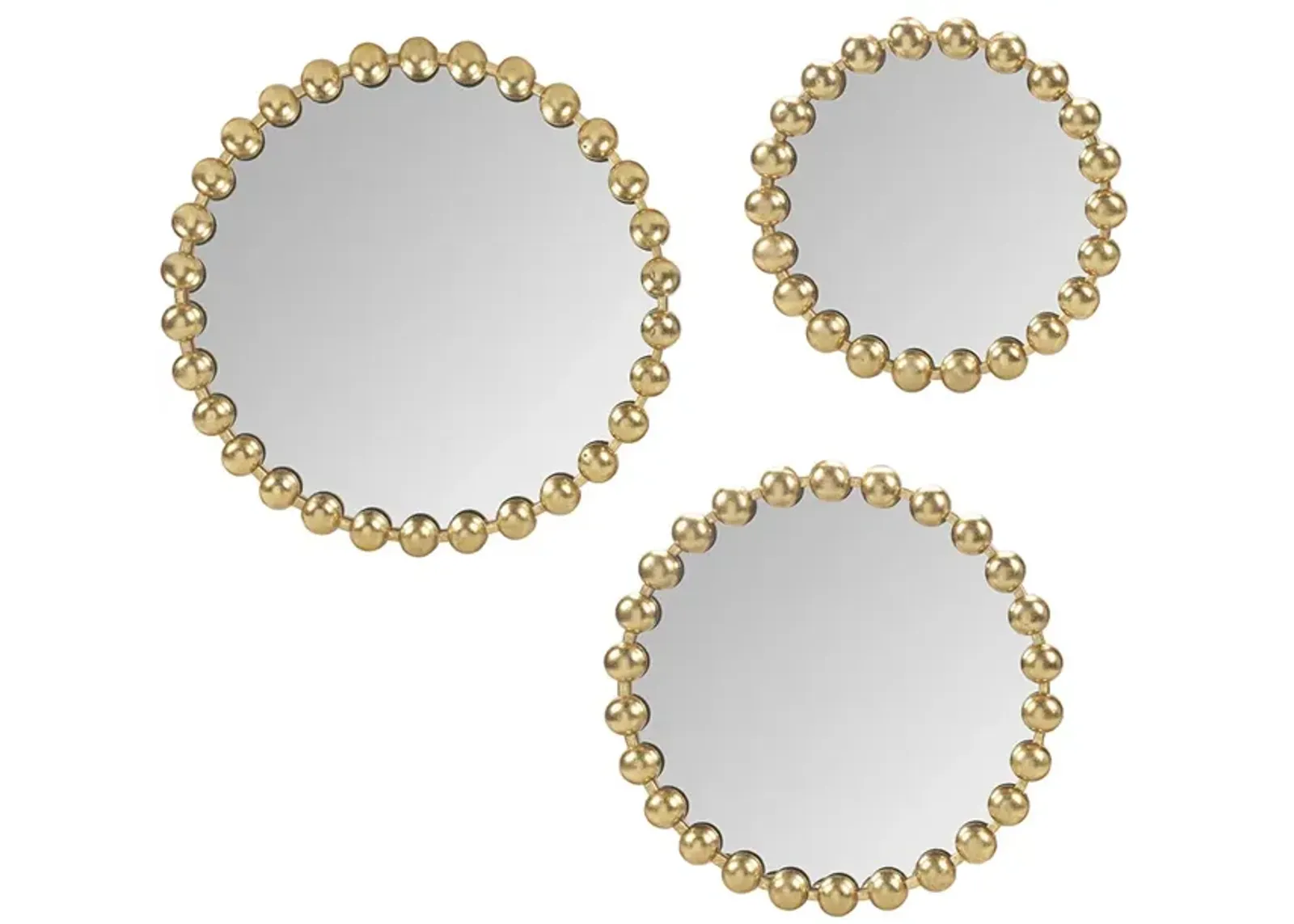 Madison Park Signature Marlowe Gold Gold Beaded Round Wall Mirror 3-piece set