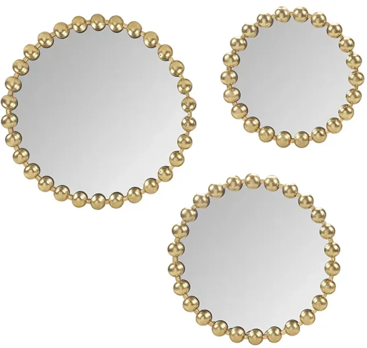 Madison Park Signature Marlowe Gold Gold Beaded Round Wall Mirror 3-piece set