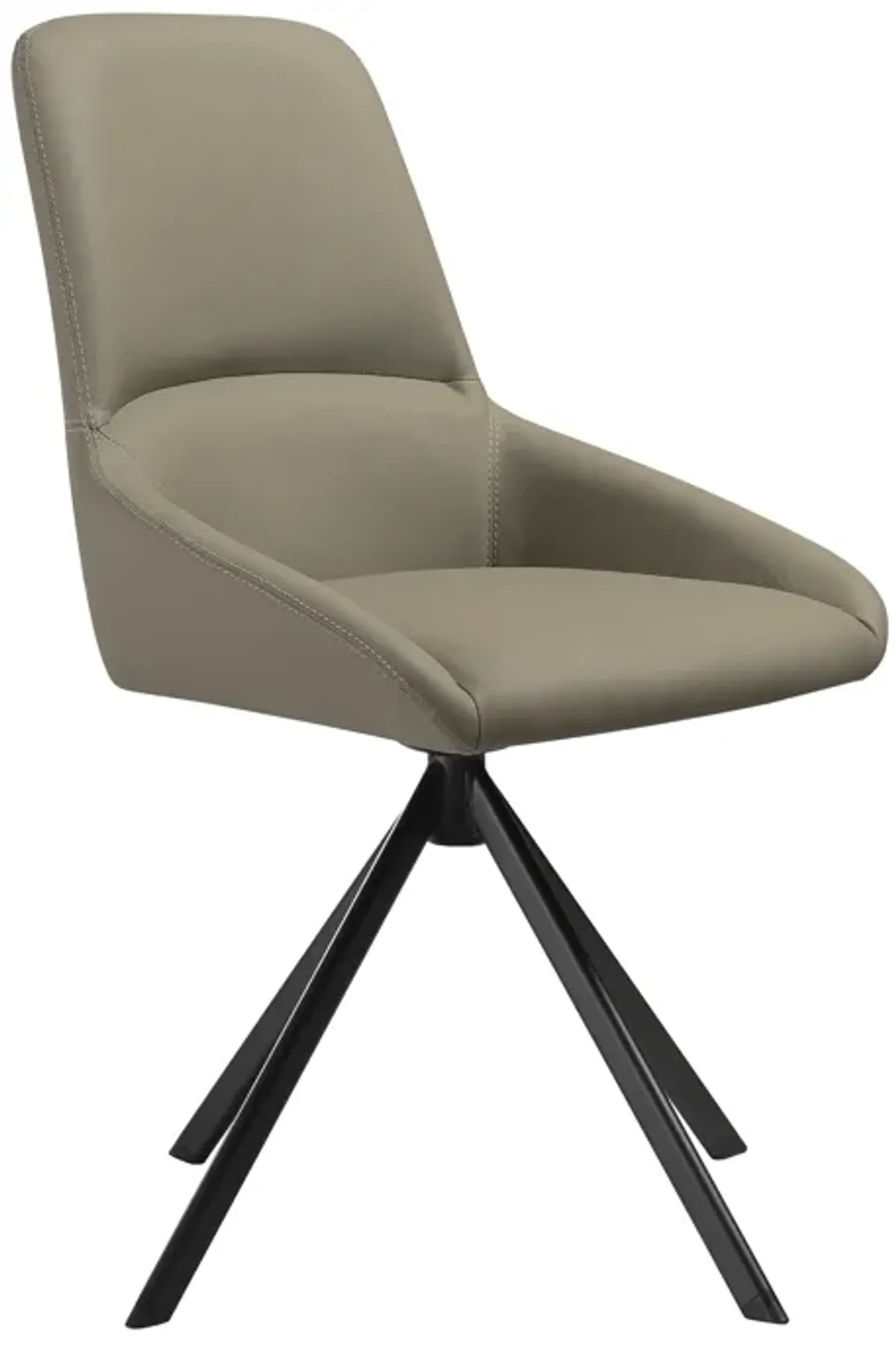 Maverick Swivel Upholstered Dining Chair in Taupe Gray Faux Leather with Black Metal Legs - Set of 2