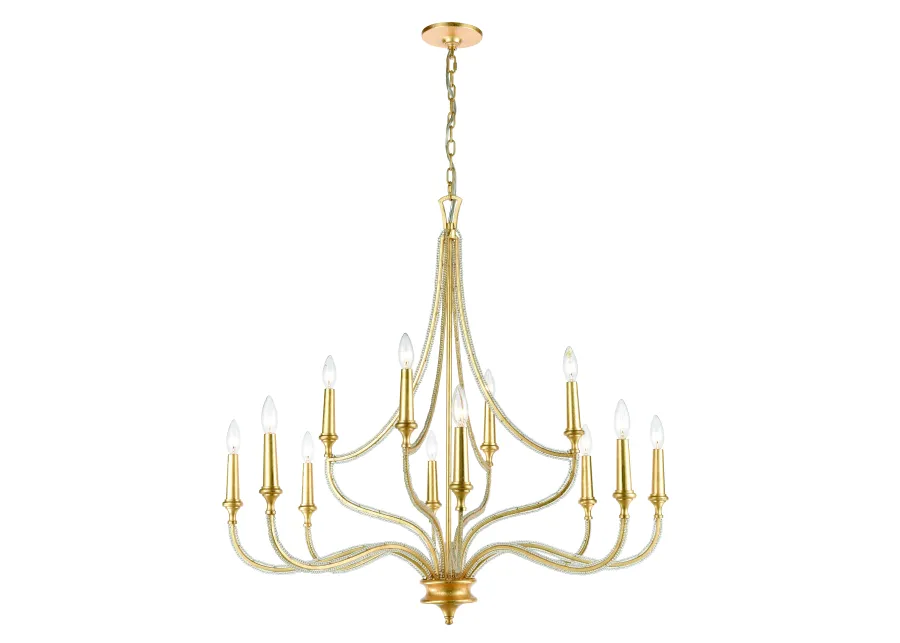 La Rochelle 38" Wide 12-Light Chandelier - Parisian Gold Leaf