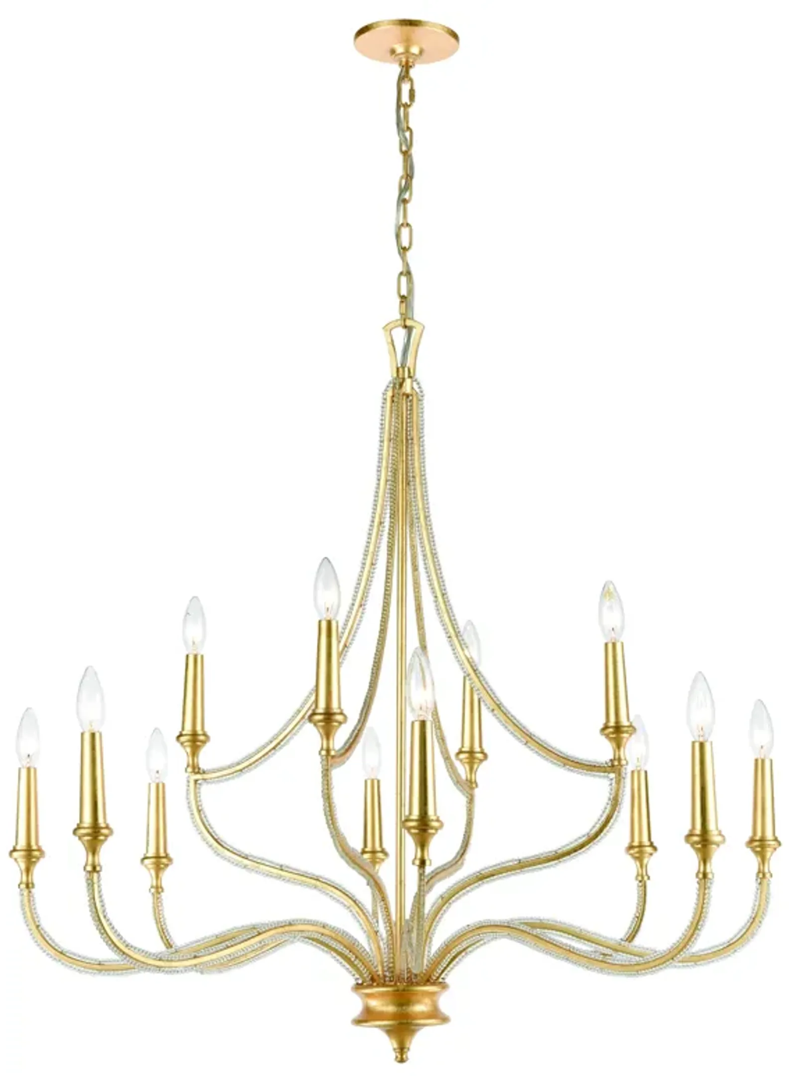 La Rochelle 38" Wide 12-Light Chandelier - Parisian Gold Leaf