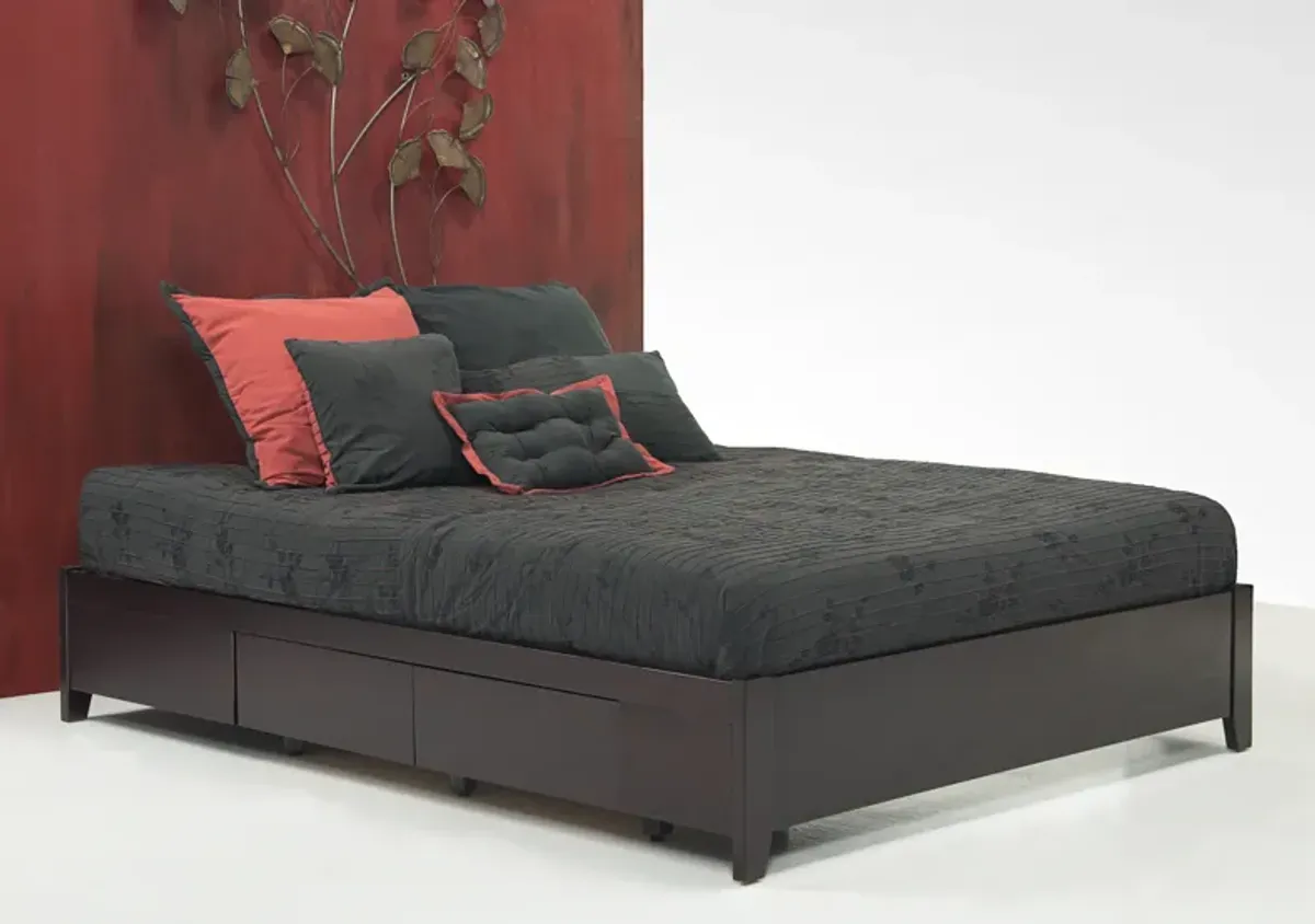 Simple Twin-size Platform Storage Bed in Espresso