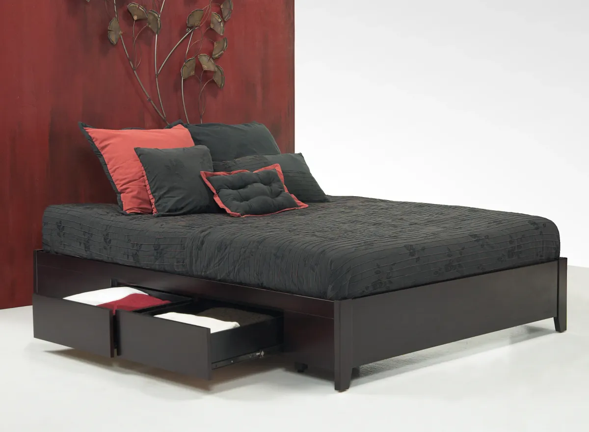 Simple Twin-size Platform Storage Bed in Espresso