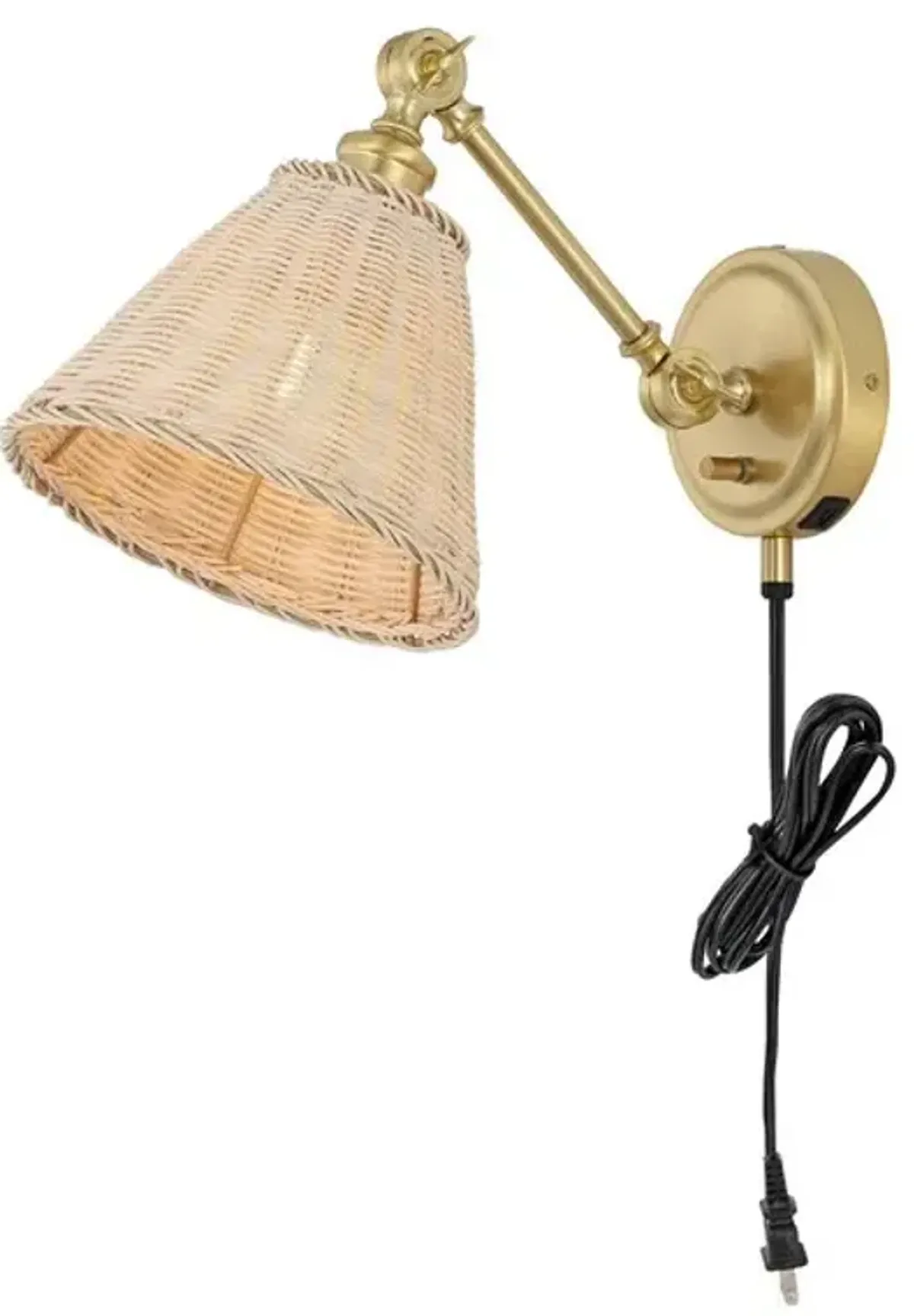 OSWYNN, 15 INCH, NATURAL/BRASS, RATTAN/IRON WALL SCONCE SET OF 2 W/ USB PORT?