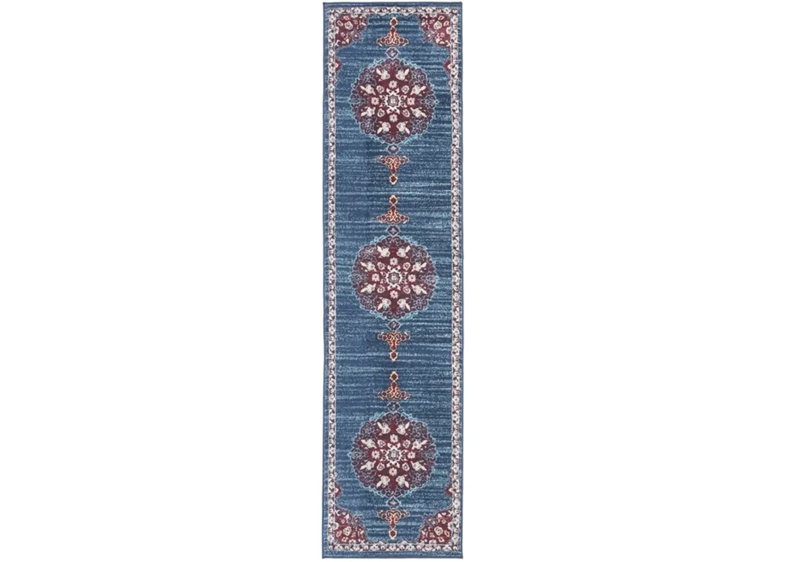 Brentwood 867 Navy / Burgundy 2' X 12' Runner Powerloomed Rug