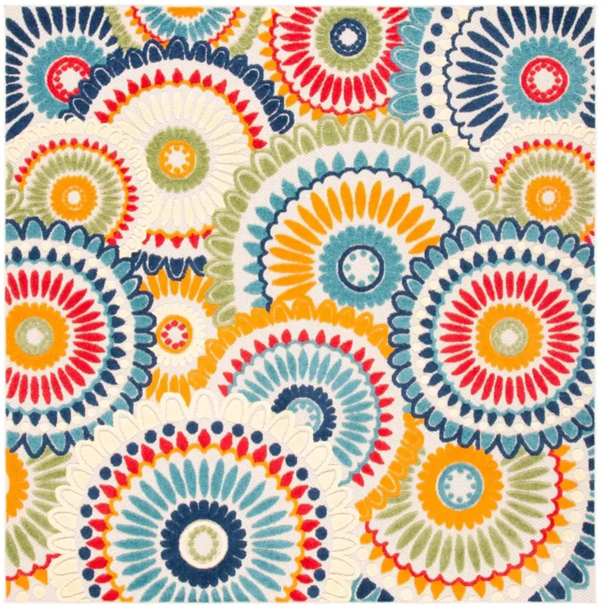 CABANA 382 BLUE  4' x 4' Square Square Rug