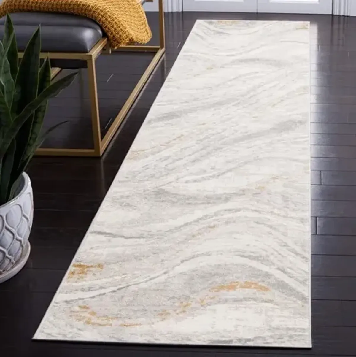 PALMA 310 Grey 2'-2' X 9' Runner Rug