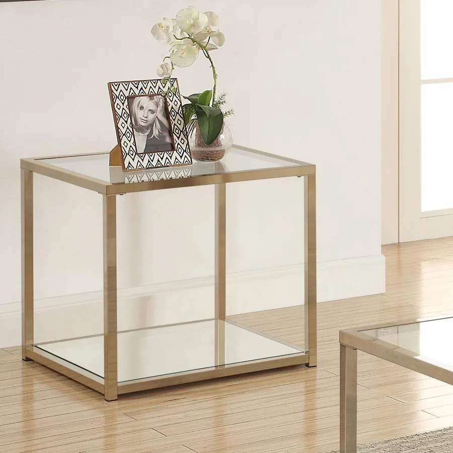 Cora End Table with Mirror Shelf Chocolate Chrome