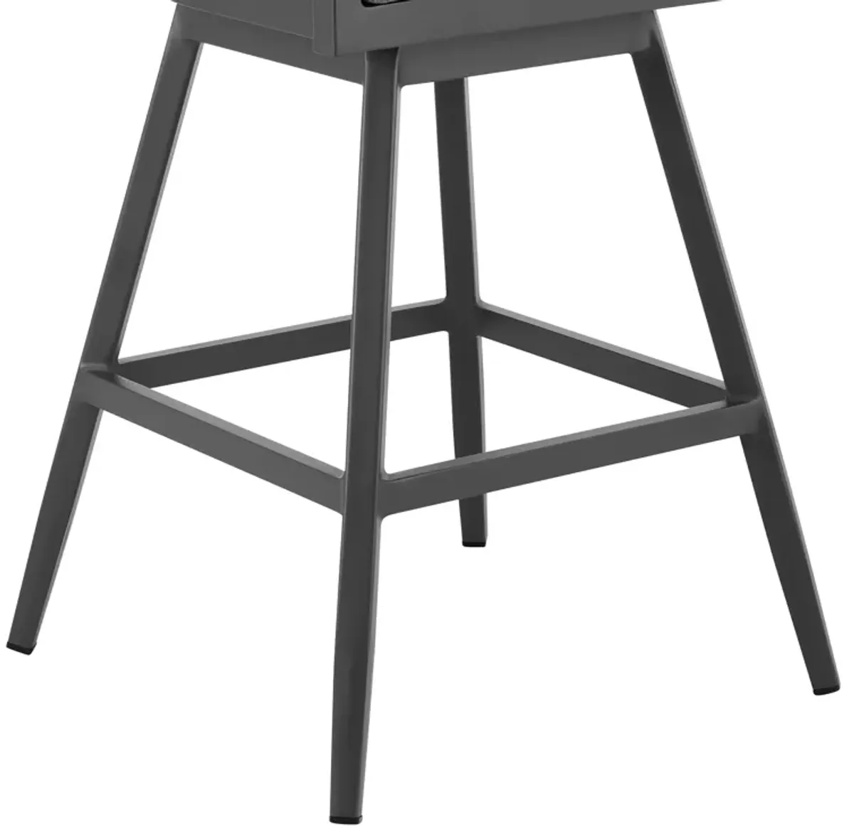 Menorca Outdoor Patio Swivel Bar Stool in Aluminum with Gray Cushions