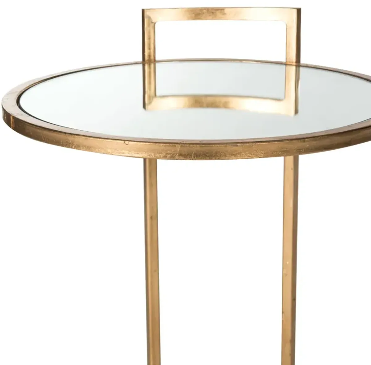 CALVIN ROUND GOLD LEAF END TABLE