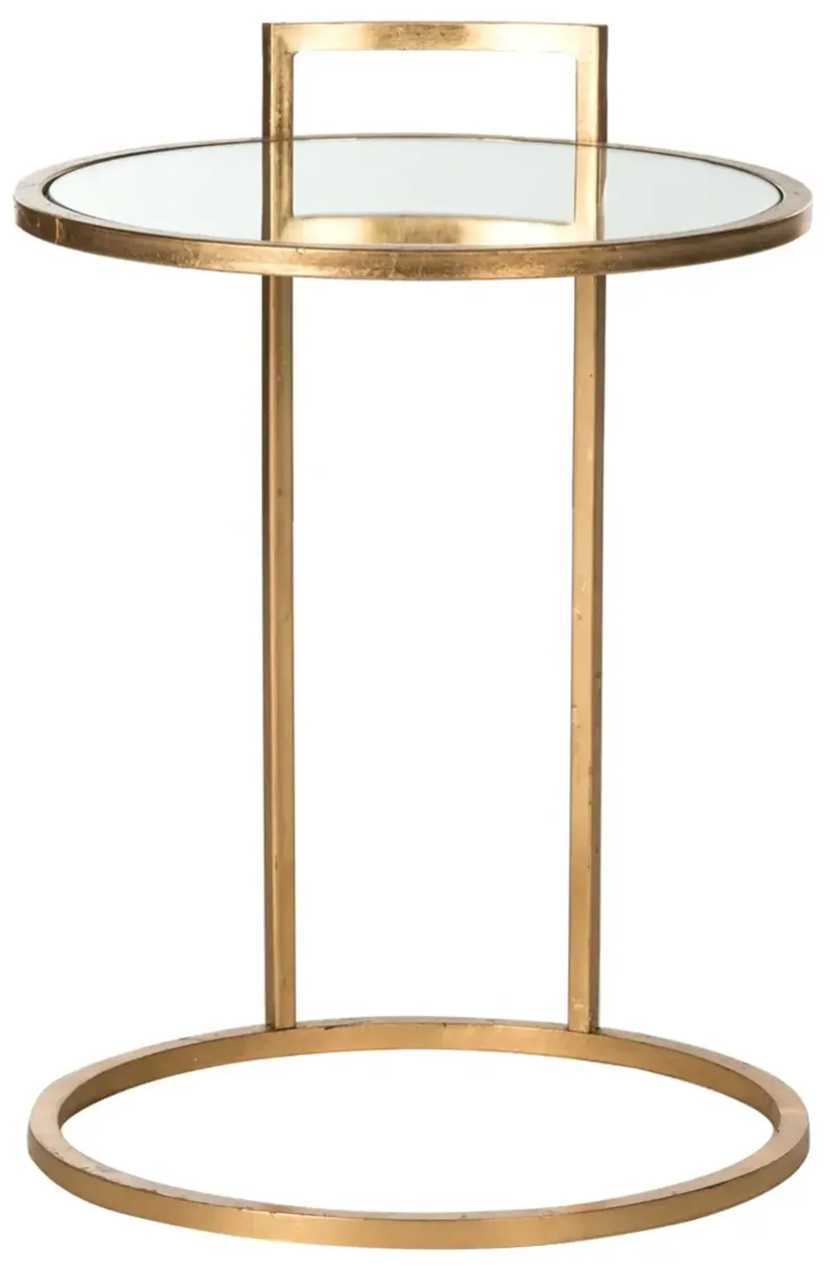 CALVIN ROUND GOLD LEAF END TABLE