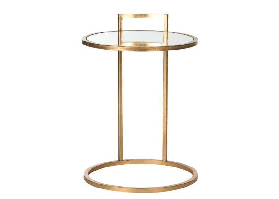 CALVIN ROUND GOLD LEAF END TABLE