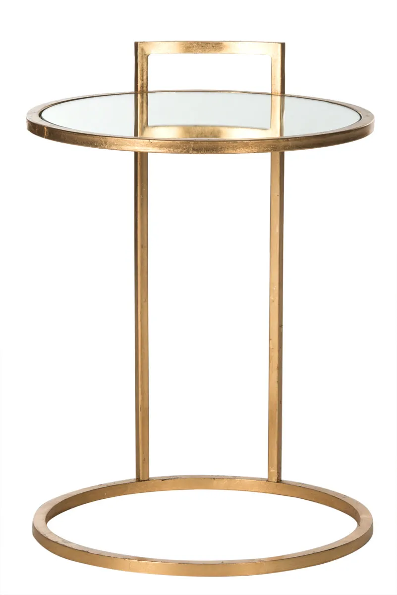 CALVIN ROUND GOLD LEAF END TABLE