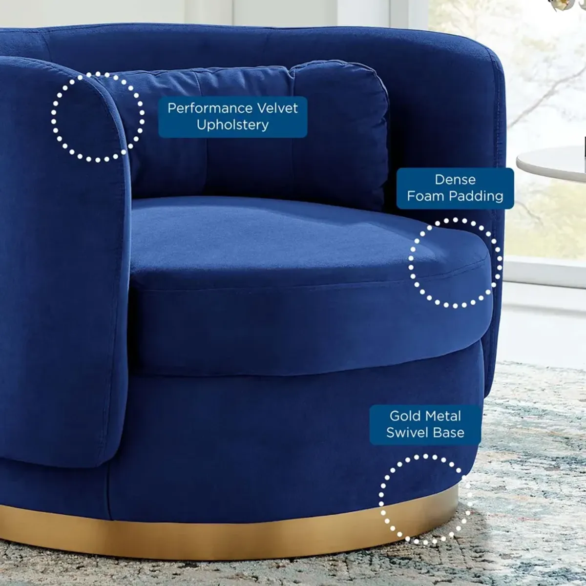 Relish Performance Velvet Performance Velvet Swivel Chair