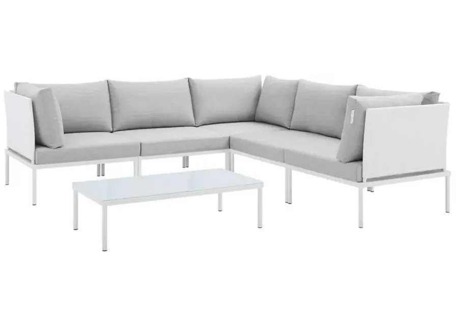 Harmony 6-Piece  Sunbrella® Outdoor Patio Aluminum Sectional Sofa Set